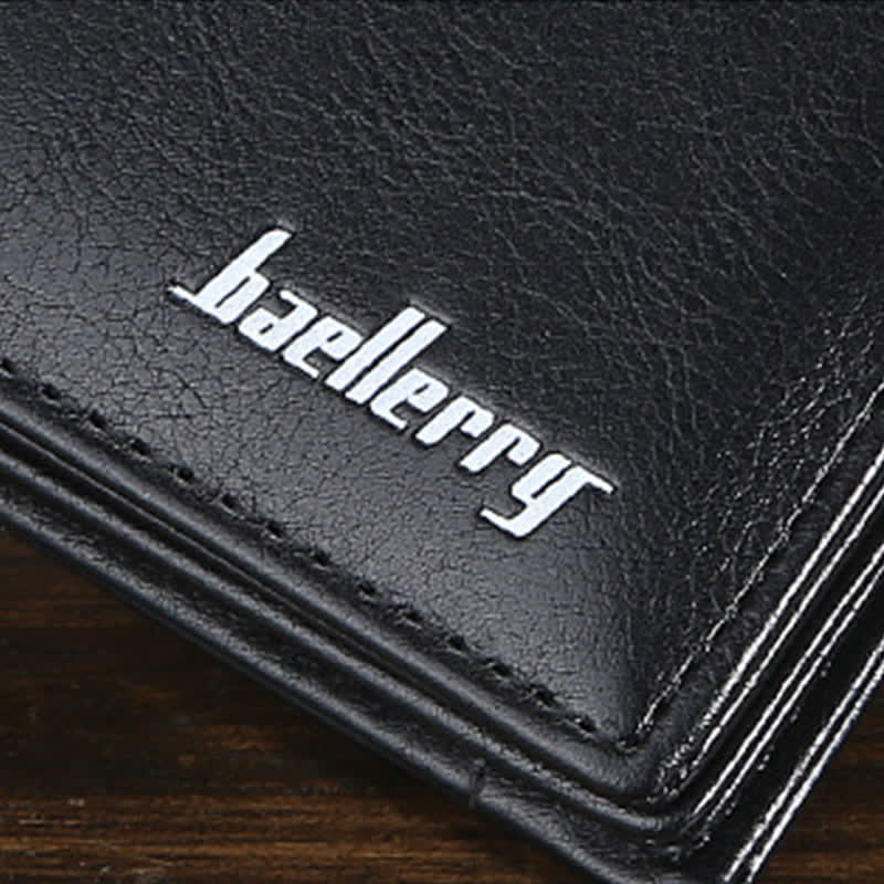 Vordertaschen-Geldbörse für Herren, Ledergeldbörse mit mehreren Fächern und Ausweisfenster