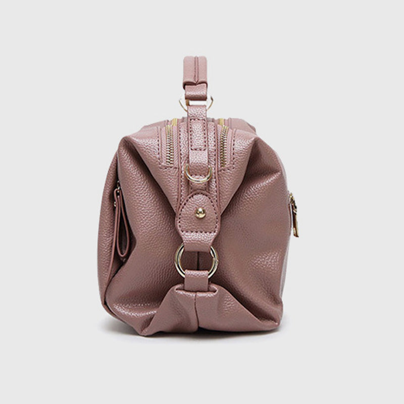Damen Umhängetasche, elegante Handtasche mit großem Fassungsvermögen, veganes Leder, Boston-Tasche