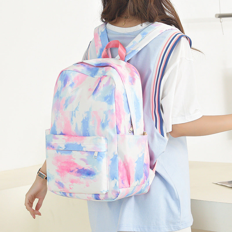 3-teiliges Batik-Rucksack-Set für Mädchen, Schulranzen, Büchertasche, Studenten, Damen, Canvas