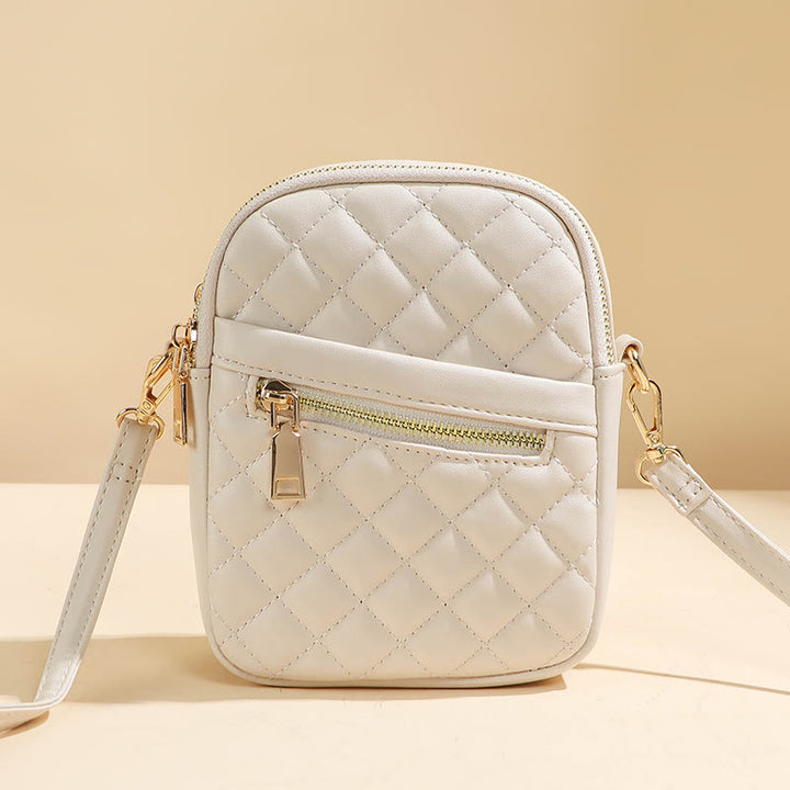 Handytasche für Damen mit Rautenmuster, einfarbig, Mini-Tasche