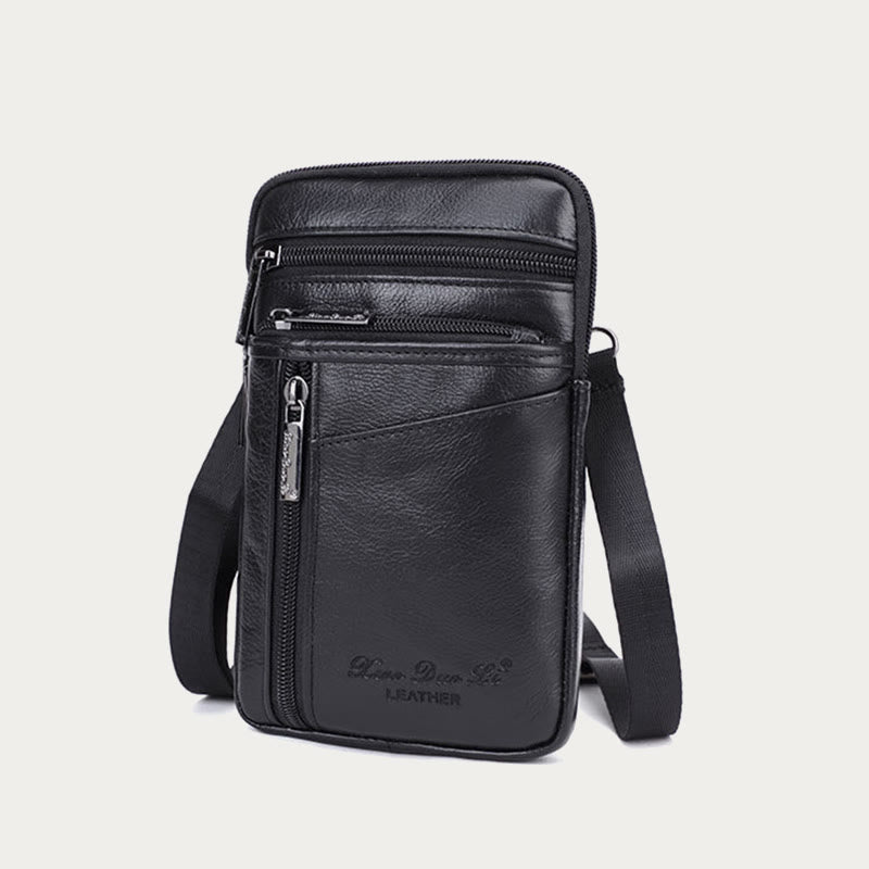 Messenger Bag für Herren, Mini-Umhängetasche aus ultradünnem Leder