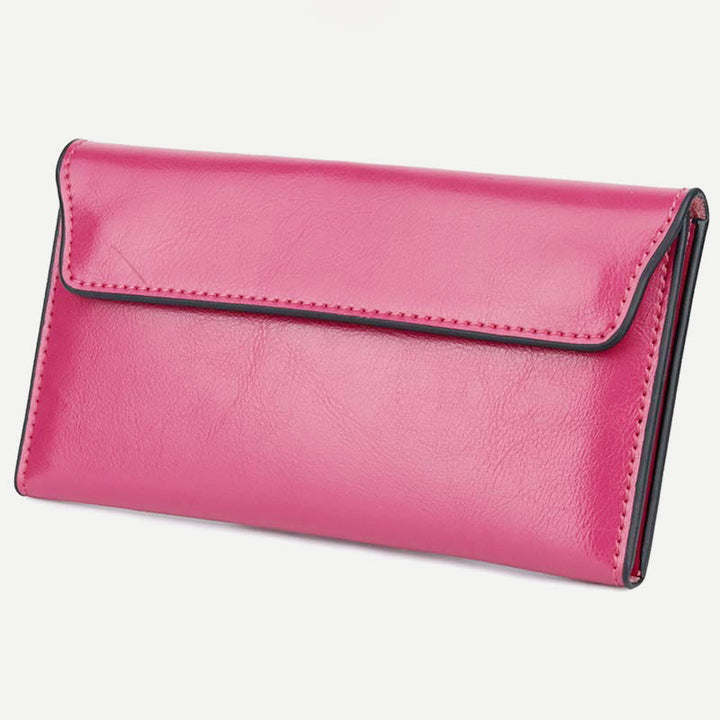 Geldbörse für Damen, schmal, multifunktional, minimalistisch, aus echtem Leder