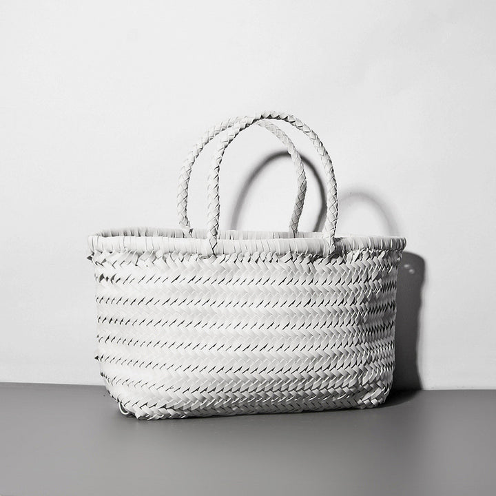 Damen Handtasche aus weichem PU-Leder, gewebt, handgefertigt, Sommer-Umhängetasche