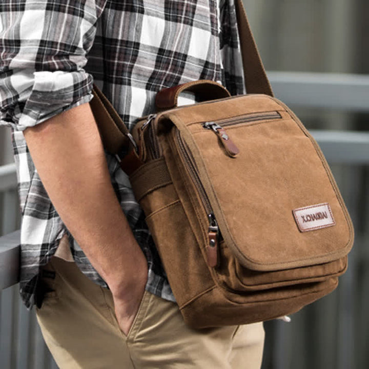 Retro Canvas Messenger Bag Multifunktionale Business Umhängetasche für Herren