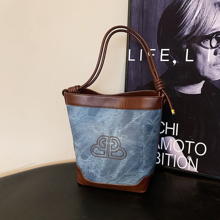 Vintage Bucket Bag für Damen aus veganem Leder für die Achsel