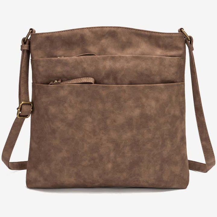 Umhängetaschen für Damen, mittlere Größe, 3 Reißverschlüsse, Schulterhandtasche aus Leder