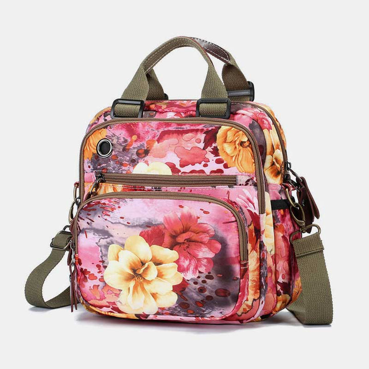 Multifunktionaler wasserdichter Rucksack mit Blumendruck, Wickeltasche mit Blumenmuster, Umhängetasche 