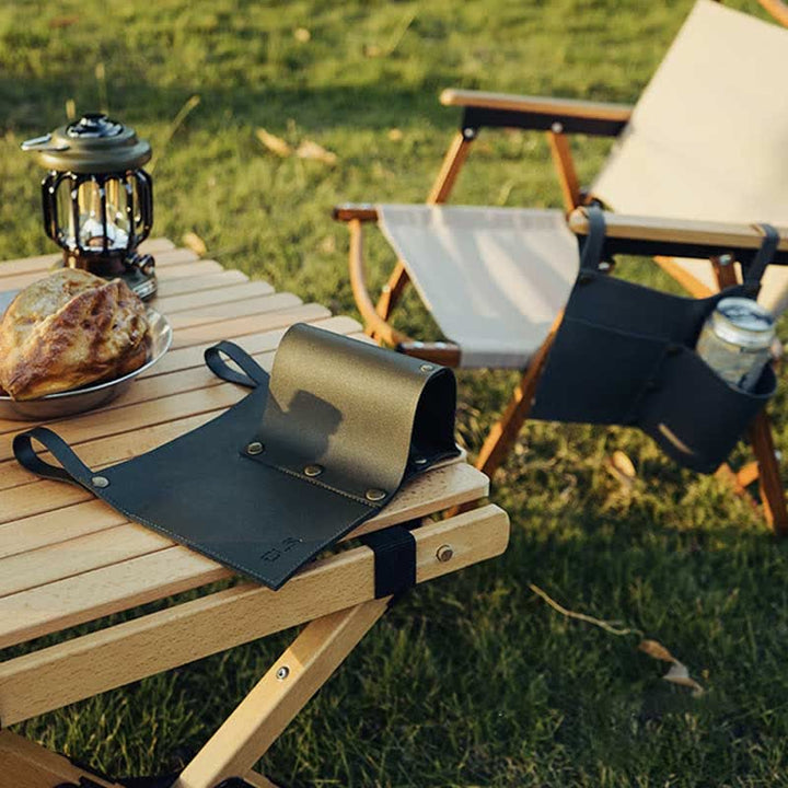 Tragbarer Outdoor-Lederstuhl-Armlehnen-Organizer Bottler-Halter für Camping-Reisen