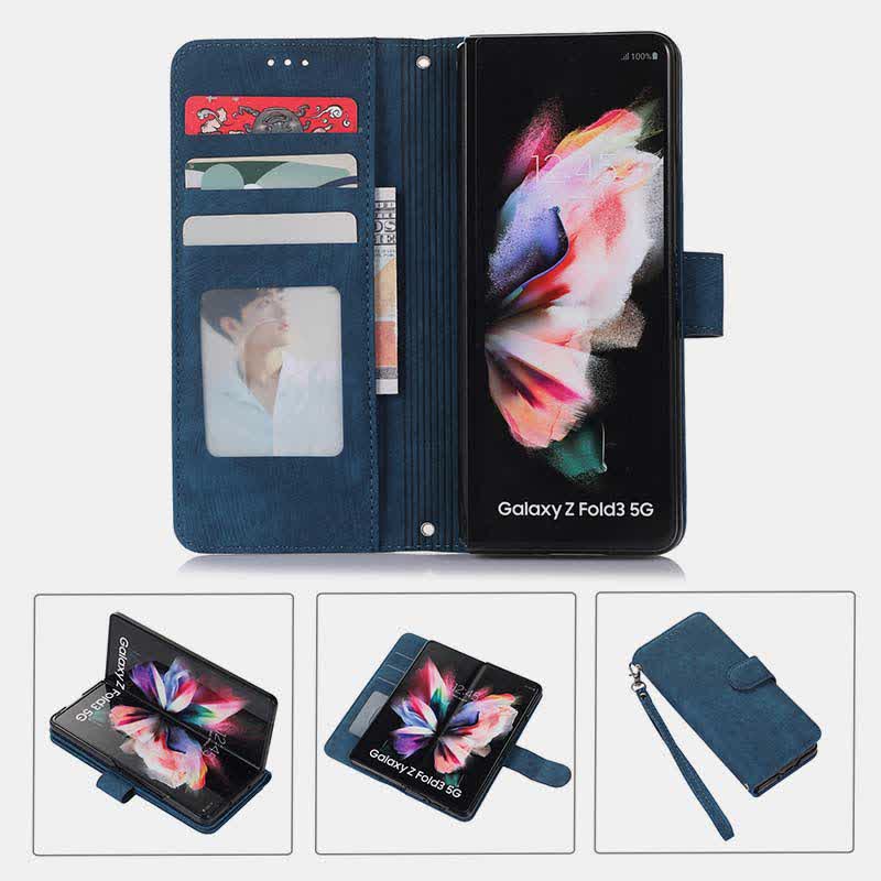 Brieftaschenhülle für Galaxy Z Fold 5/4/3 mit S-Pen-Halter und Umhängegurt