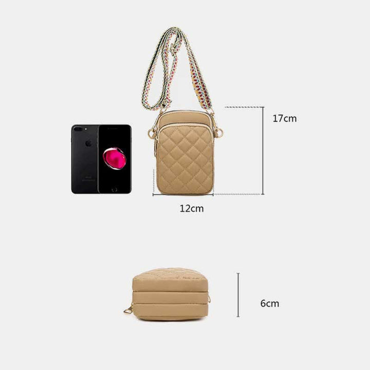 Gesteppte Umhängetasche mit dreifachem Reißverschluss, Handytasche, Schultertasche für Frauen und Mädchen