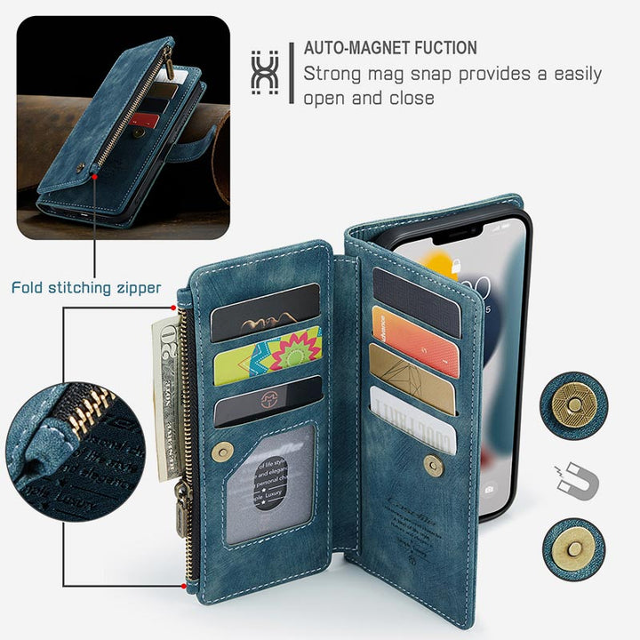 Retro-Handytasche aus Leder für iPhone und Samsung mit Münzfach