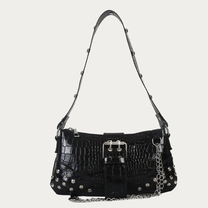 Umhängetasche für Damen, Krokodilmuster, Retro-Punk-Partytasche