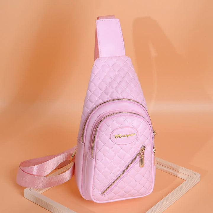 Schultertasche aus Leder für Damen, gesteppt, Umhängetasche, Sling-Rucksack, Tagesrucksack