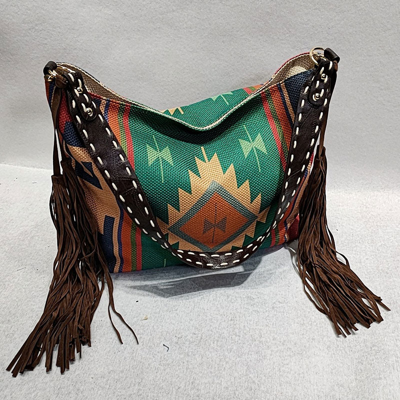 Damen-Einkaufstasche, modisch, böhmische Quaste, Umhängetasche, Vintage-Boho-Handtaschen