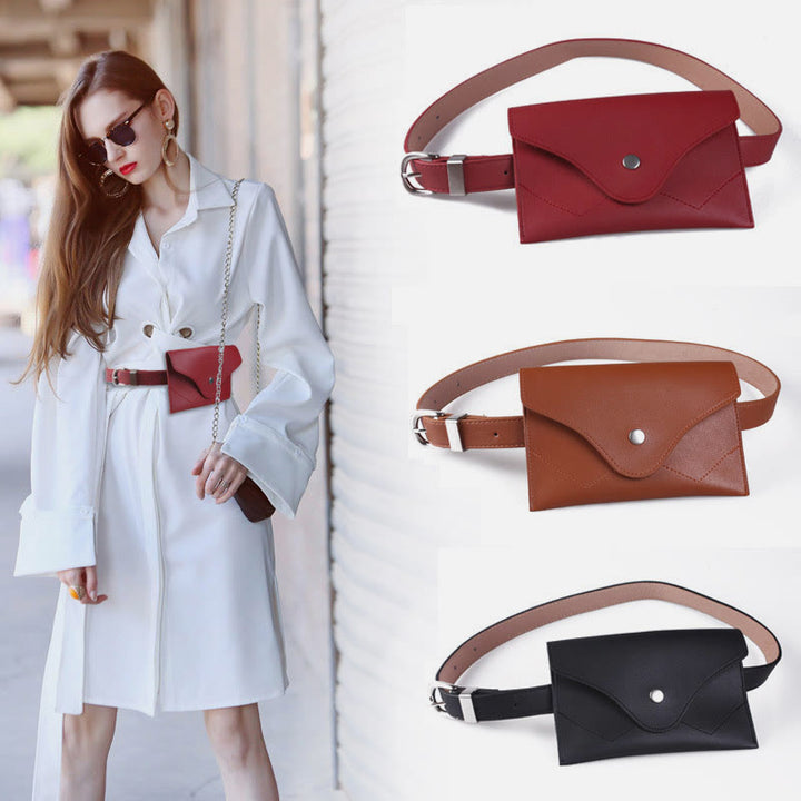 Stilvolle Hüfttasche Vegan Leder Umschlag Damen Gürteltasche