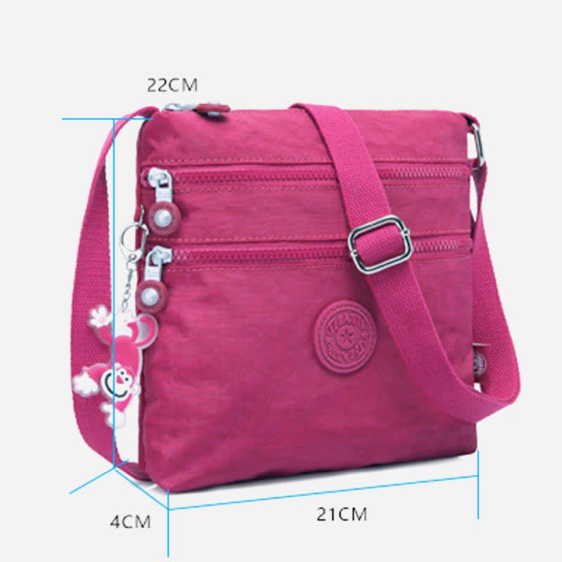 Leichte kleine Crossbody-Tasche mit Dreifach-Reißverschluss, Schultertasche für Damen