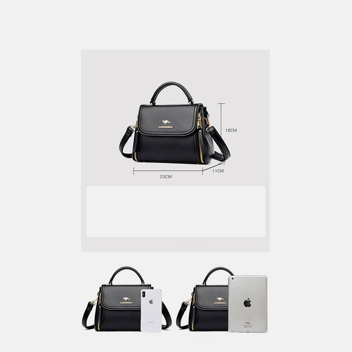 Doppelfach Top Griff Satchel Leder Umhängetasche Geldbörse Handtasche