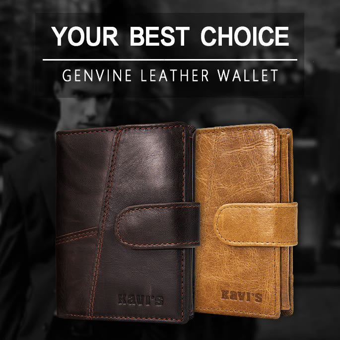 Retro Splicing Lange Schlanke Geldbörse Echtes Leder Dreifach gefaltete Brieftasche