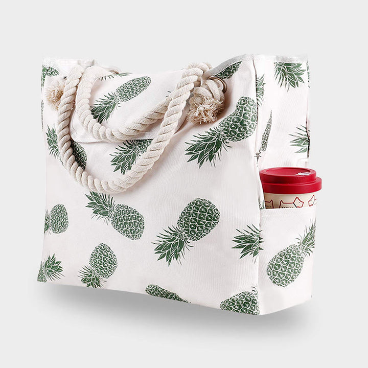 Sommer-Strandtasche für Damen, bedruckte Canvas-Handtasche mit großer Kapazität