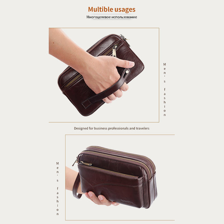 Echtes Leder Clutch Portemonnaie Geräumige Organisierte Handgelenk Geldbörse Fit 7,9" Handy