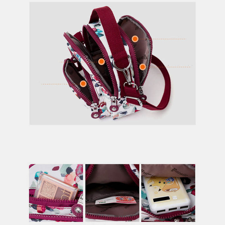 Schultertasche mit Blumenmuster für Damen, Crossbody-Rucksack, Mehrzweck-Umhängetasche
