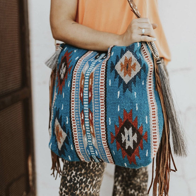 Damen-Einkaufstasche, modisch, böhmische Quaste, Umhängetasche, Vintage-Boho-Handtaschen