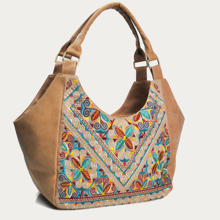 Tote für Frauen Reise ethnischen Stil Muster Leder Schultertasche