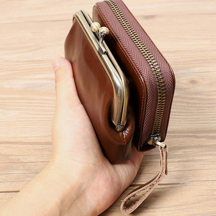 Retro-Kartenetui, Münzgeldbörse, Geldbörse, Mini-Handtasche mit Reißverschluss für Damen - image 4