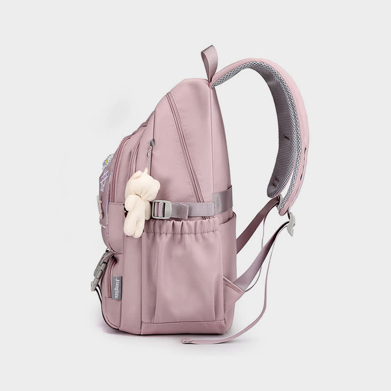 Rucksack für Damen, mehrere Taschen, großes Fassungsvermögen, Polyesterfaser, Schul-Tagesrucksack
