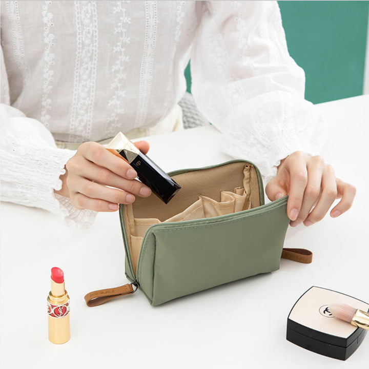Kleine Make-up-Tasche für Frauen, Lippenstift-Kosmetiktasche mit Doppelreißverschluss