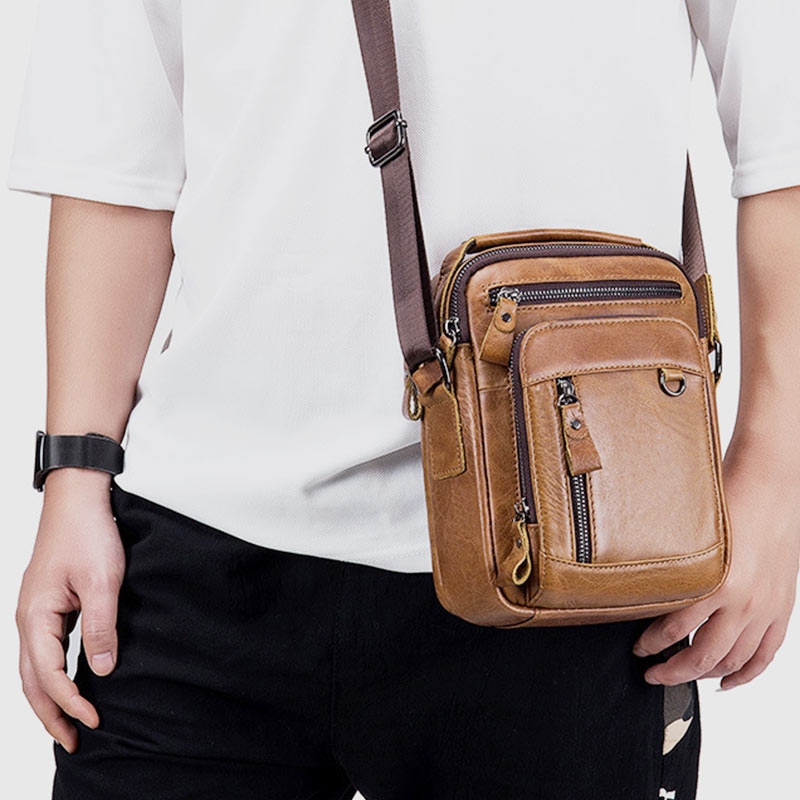 Hochwertige Retro-Business-Umhängetasche mit mehreren Taschen