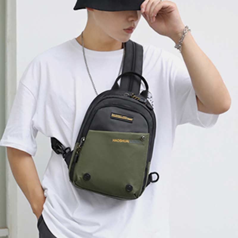 Schultertasche für Herren, lässig, wasserdicht, verstellbare Reißverschlussgurte, Rucksack