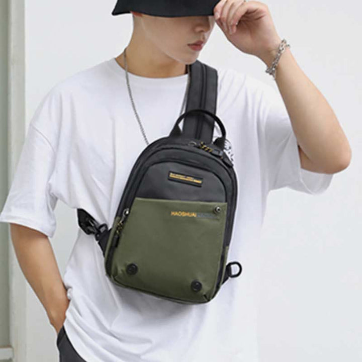 Schultertasche für Herren, lässig, wasserdicht, verstellbare Reißverschlussgurte, Rucksack