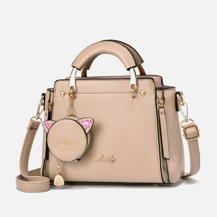 Süße Kätzchen-Handtasche mit abnehmbarem Riemen für Damen, Umhängetasche