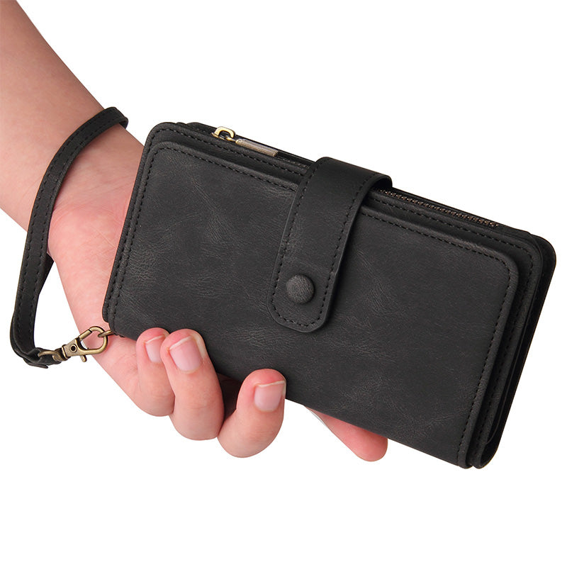 2-in-1-Geldbörsenhülle Handyhülle für Samsung Z Fold 3 4 Armband Reißverschluss Kartenhalter