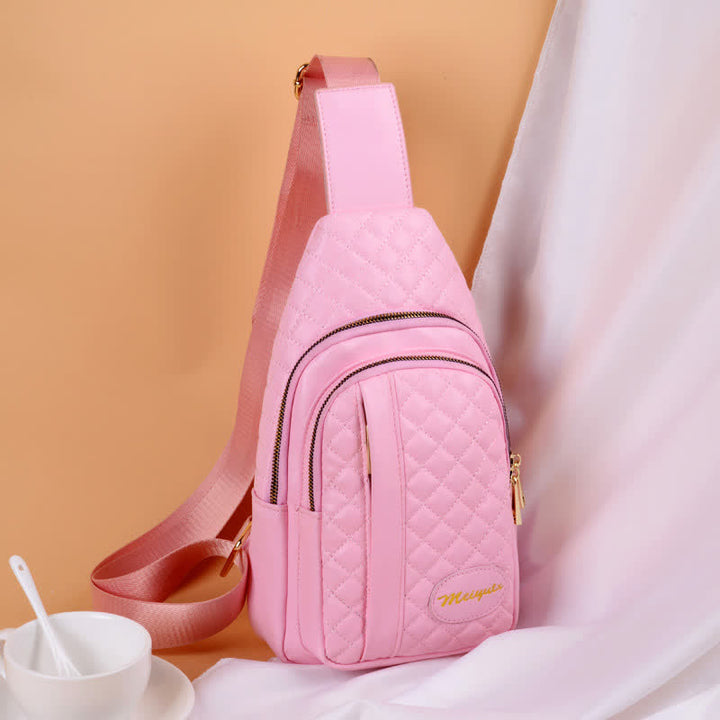 Schultertasche aus Leder für Damen, gesteppt, Umhängetasche, Sling-Rucksack, Tagesrucksack