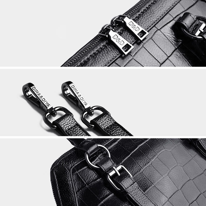 Elegante Handtasche Umhängetasche aus Leder mit Krokodilmuster in reiner Farbe