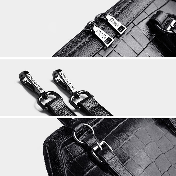 Elegante Handtasche Umhängetasche aus Leder mit Krokodilmuster in reiner Farbe