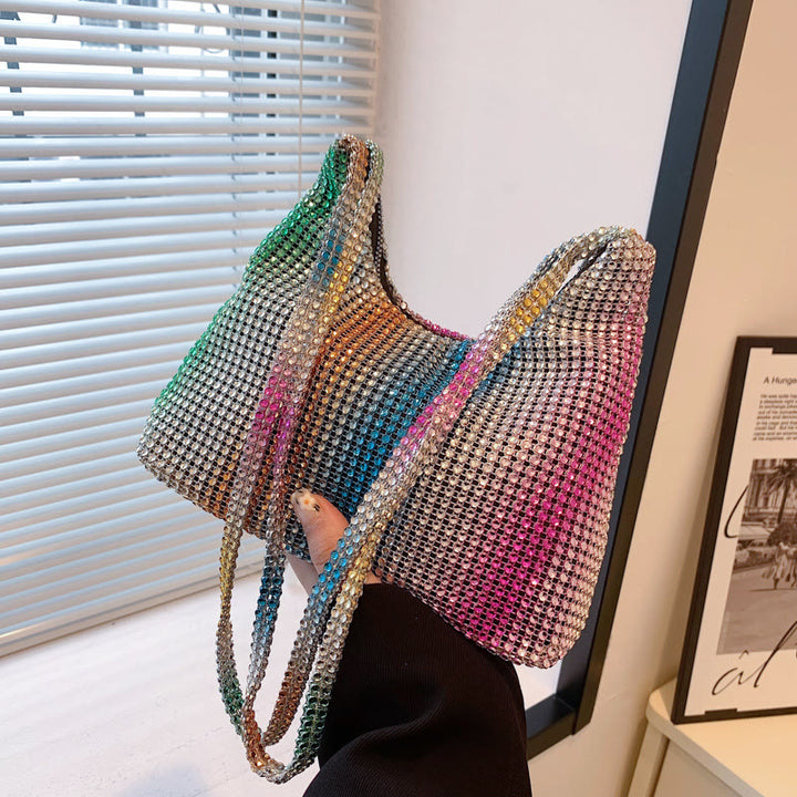 Umhängetasche für Damen, einfache, tragbare Freizeittasche mit Glitzersteinen