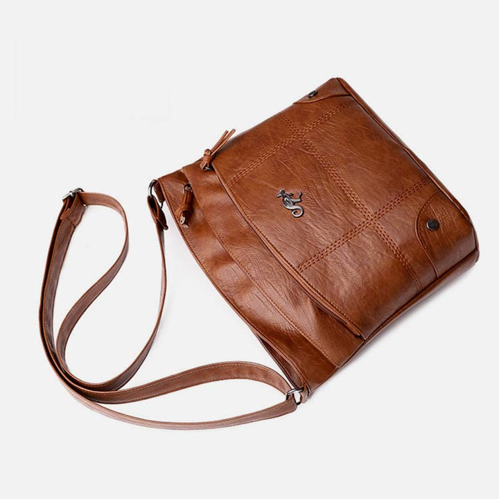 Minimalistische Kunstleder Geldbörse Dreilagig Vintage Damen Umhängetasche
