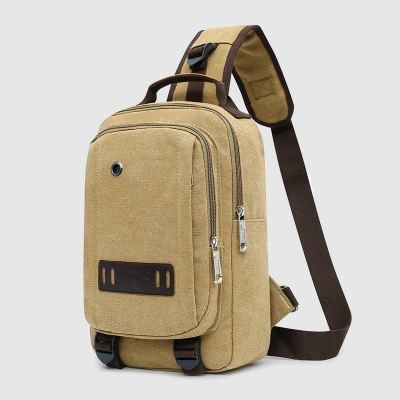 Schultertasche für Herren, Outdoor, lässig, Retro, Umhängetasche, Brusttasche