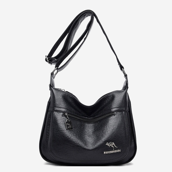 Umhängetasche mit zwei Fächern für Damen, weiches Leder, Damen-Umhängetasche