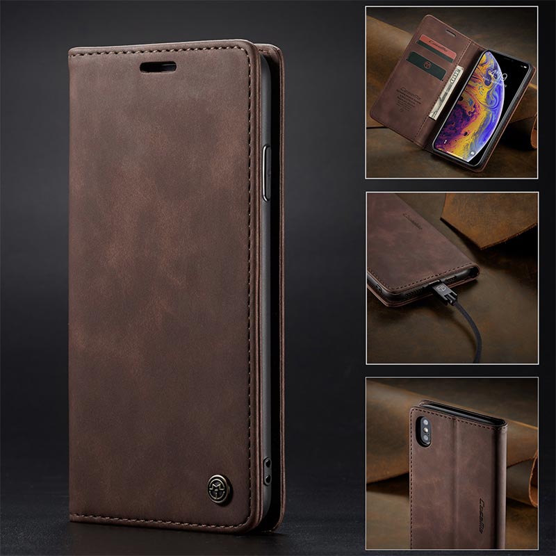 Leder-Handytasche, Handytasche für iPhone, Samsung, mit Kartenhalter, Geldscheinfach