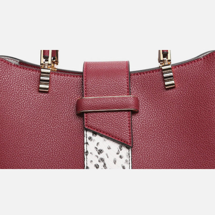 Damen Elegante Handtasche Schlangenhaut Textur Dekor Strapazierfähiges Leder Tote