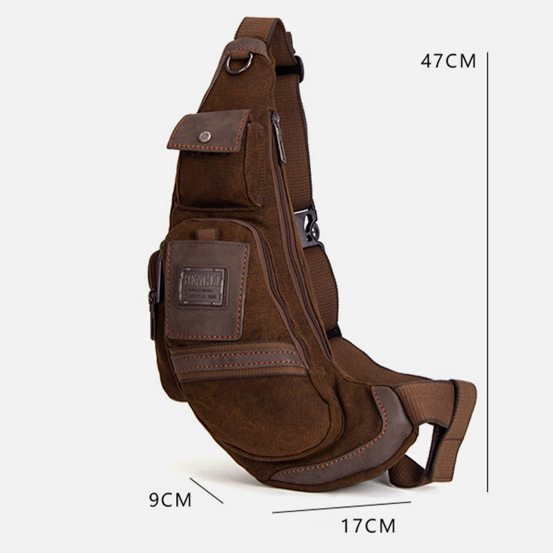 Große Canvas Brusttasche Herren Outdoor Sports Crossbody Sling Rucksack