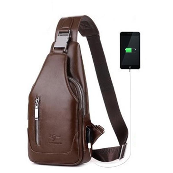 Diebstahlsichere Vintage-Schultertasche für Herren mit USB-Ladeanschluss