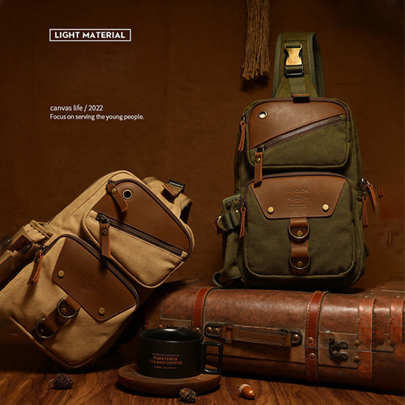 Schultertasche für Herren im Retro-Design, leichte Umhängetasche aus Canvas