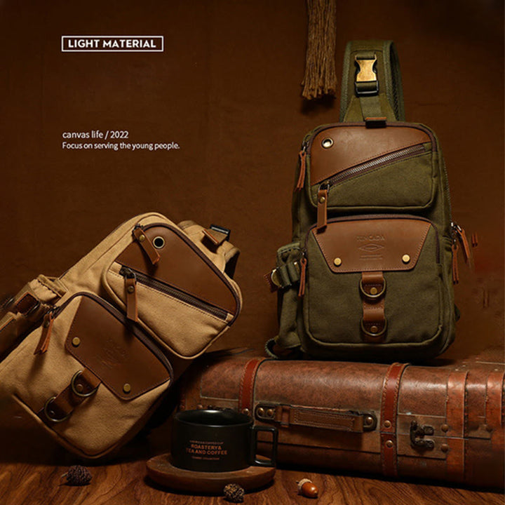 Schultertasche für Herren im Retro-Design, leichte Umhängetasche aus Canvas