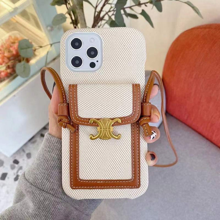 Vintage iPhone Kartenhalter Hülle Handytasche mit Umhängeband