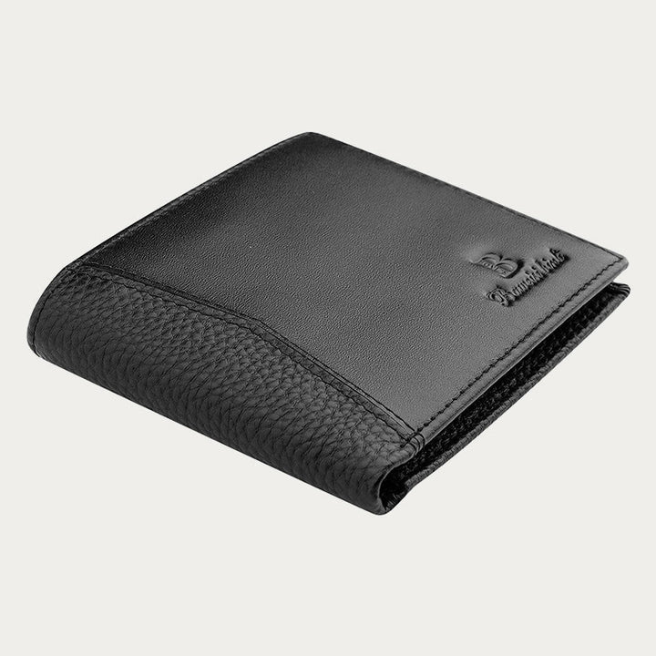 Ledergeldbörse für Männer, Diebstahlschutz, RFID, schwarze Geldbörse